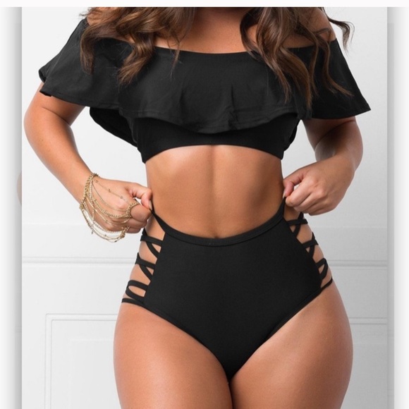 sheshow Other - Ruffle Criss-Cross Two Piece Swimsuit Size S